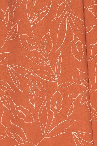 Stasya Rust Orange Faux Wrap Maxi Dress fabric | La petite garçonne