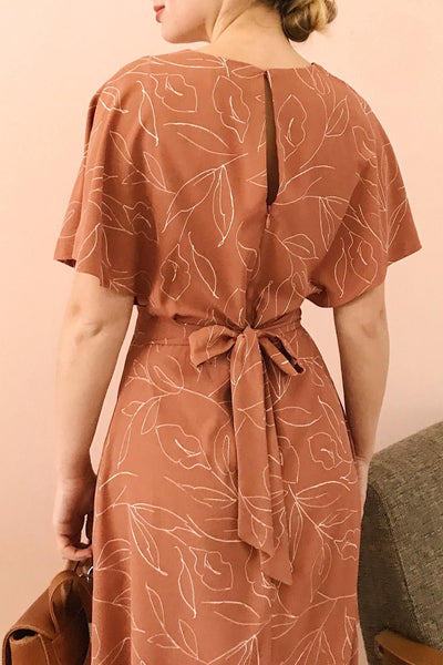Stasya Rust Orange Faux Wrap Maxi Dress | La petite garçonne model back 2