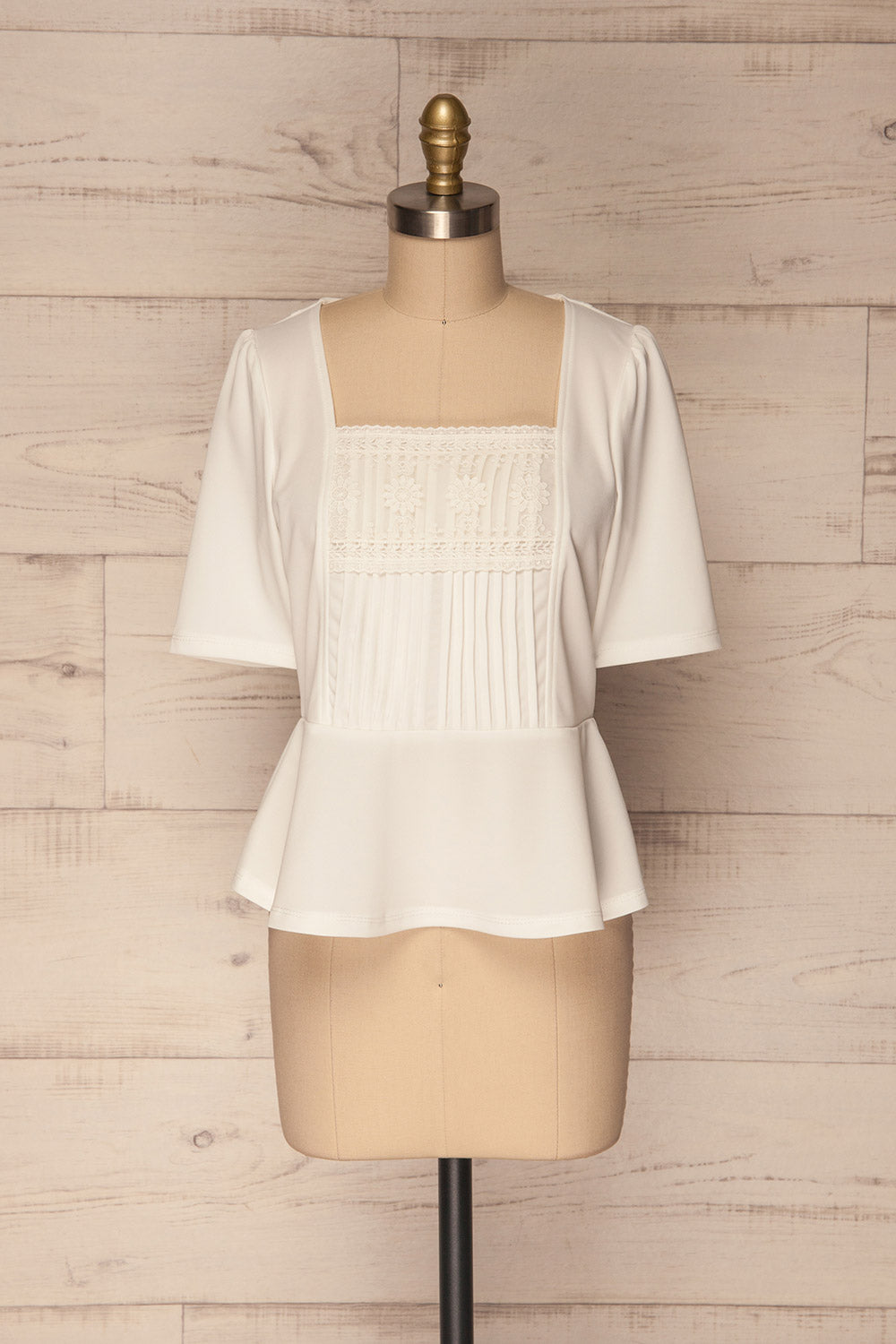 Steendorp White Short Sleeved Top with Peplum | La Petite Garçonne