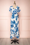 Steevie Blue Floral Wrap Midi Summer Dress | Boutique 1861