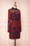 Stenia Red & Black Lace Fitted Dress | Boutique 1861 side view