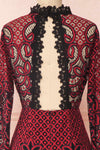 Stenia Red & Black Lace Fitted Dress | Boutique 1861 back close-up