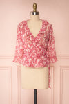 Steren Pink Floral Translucent Blouse w/ Frills | Boutique 1861 front view