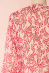 Steren Pink Floral Translucent Blouse w/ Frills | Boutique 1861 back close-up
