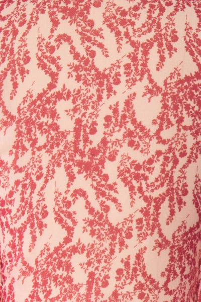 Steren Pink Floral Translucent Blouse w/ Frills | Boutique 1861 fabric