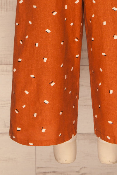 Strasatti Rust Ivory Pattern Jumpsuit | La petite garçonne bottom close-up