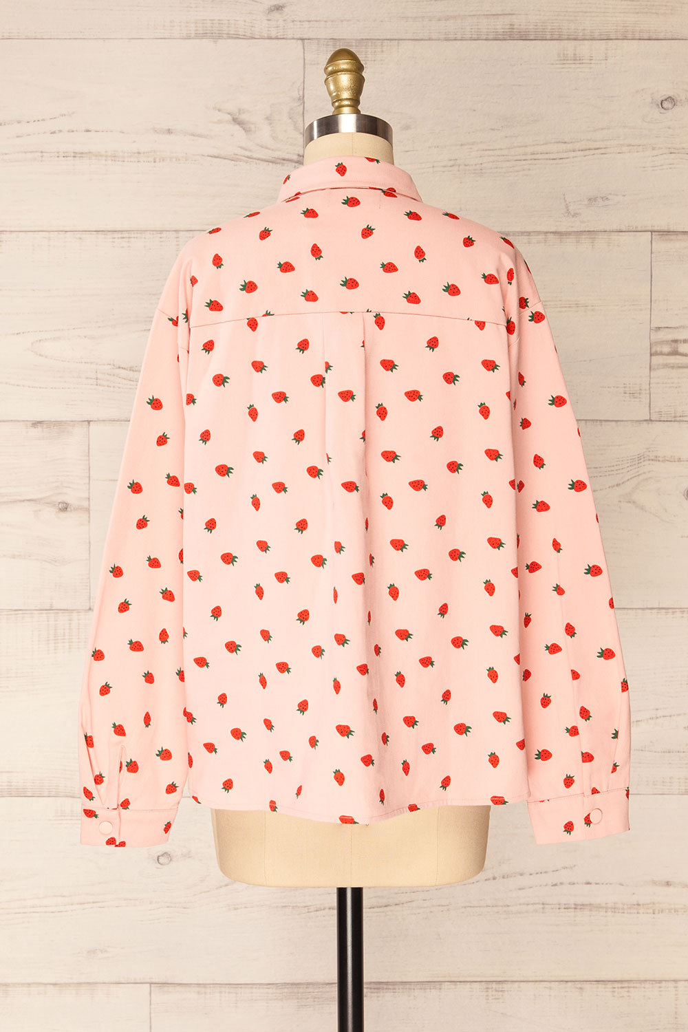 Strawberries Oversized Patterned Denim Shirt | La petite garçonne back view