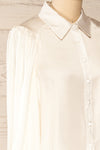 Strohanivka Satin White Long Sleeves Blouse | La petite garçonne side close-up