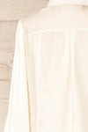 Strohanivka Satin White Long Sleeves Blouse | La petite garçonne back close-up
