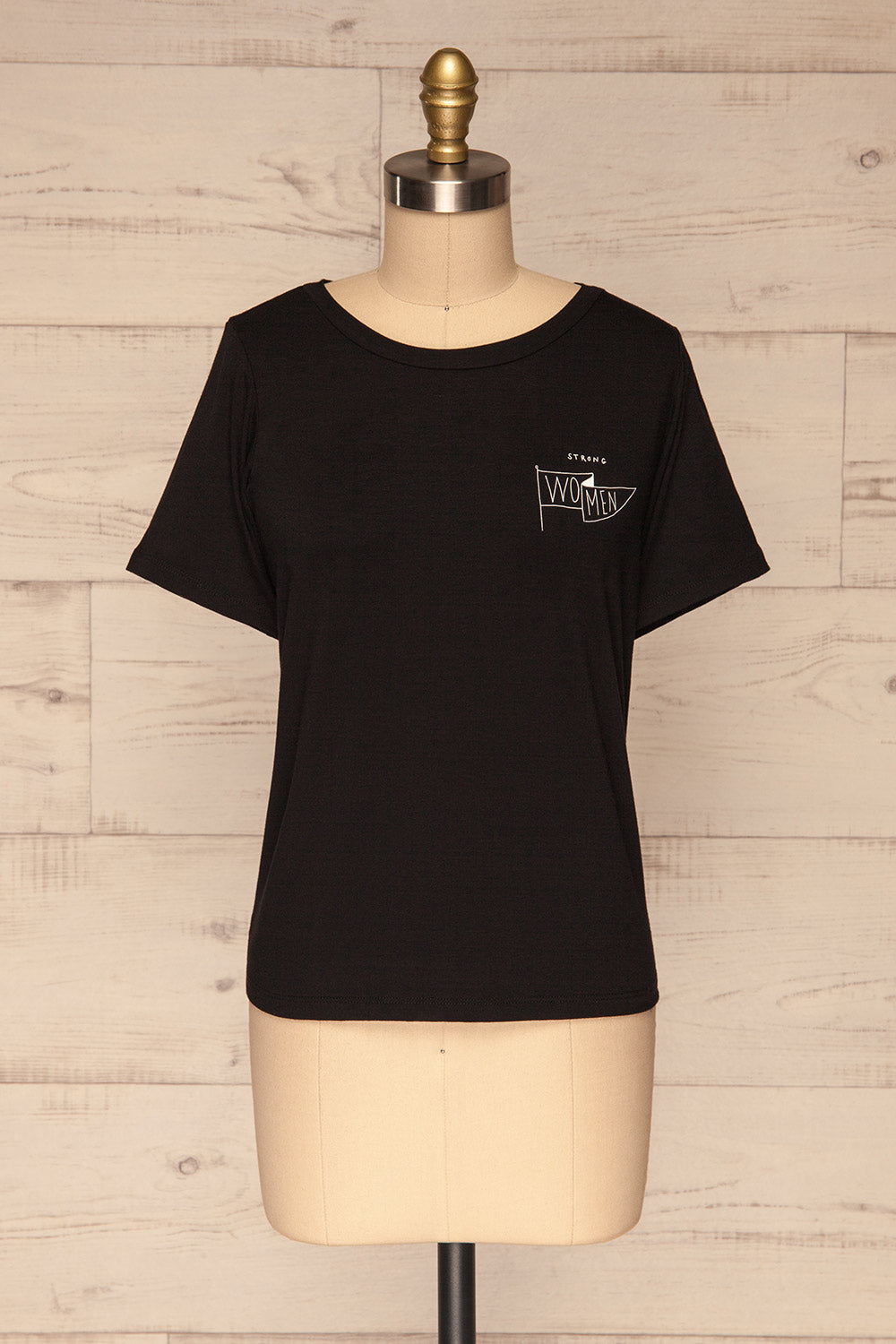 Strong Women Black T-Shirt | Haut | La Petite Garçonne front view 