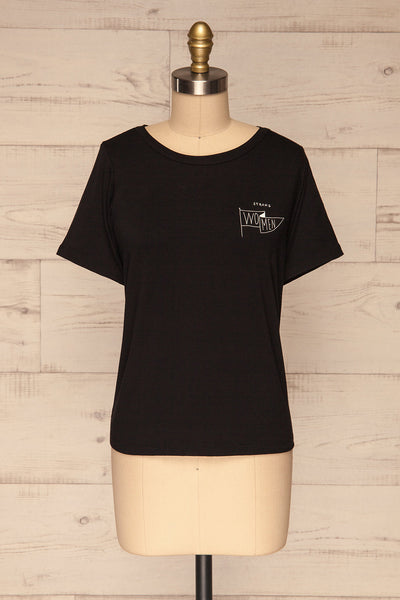 Strong Women Black T-Shirt | Haut | La Petite Garçonne front view