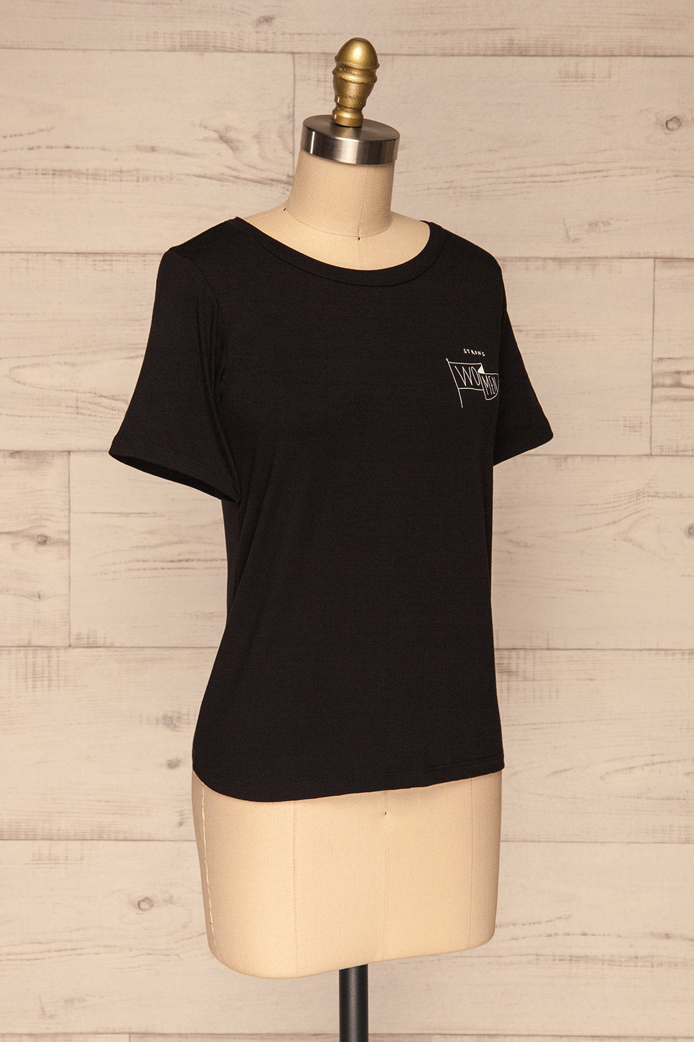 Strong Women Black T-Shirt | Haut | La Petite Garçonne side view 