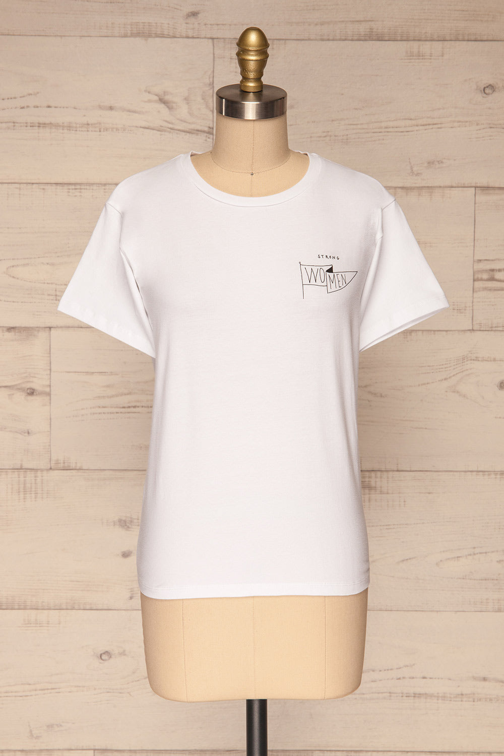 Strong Women White T-Shirt | Haut | La Petite Garçonne front view 