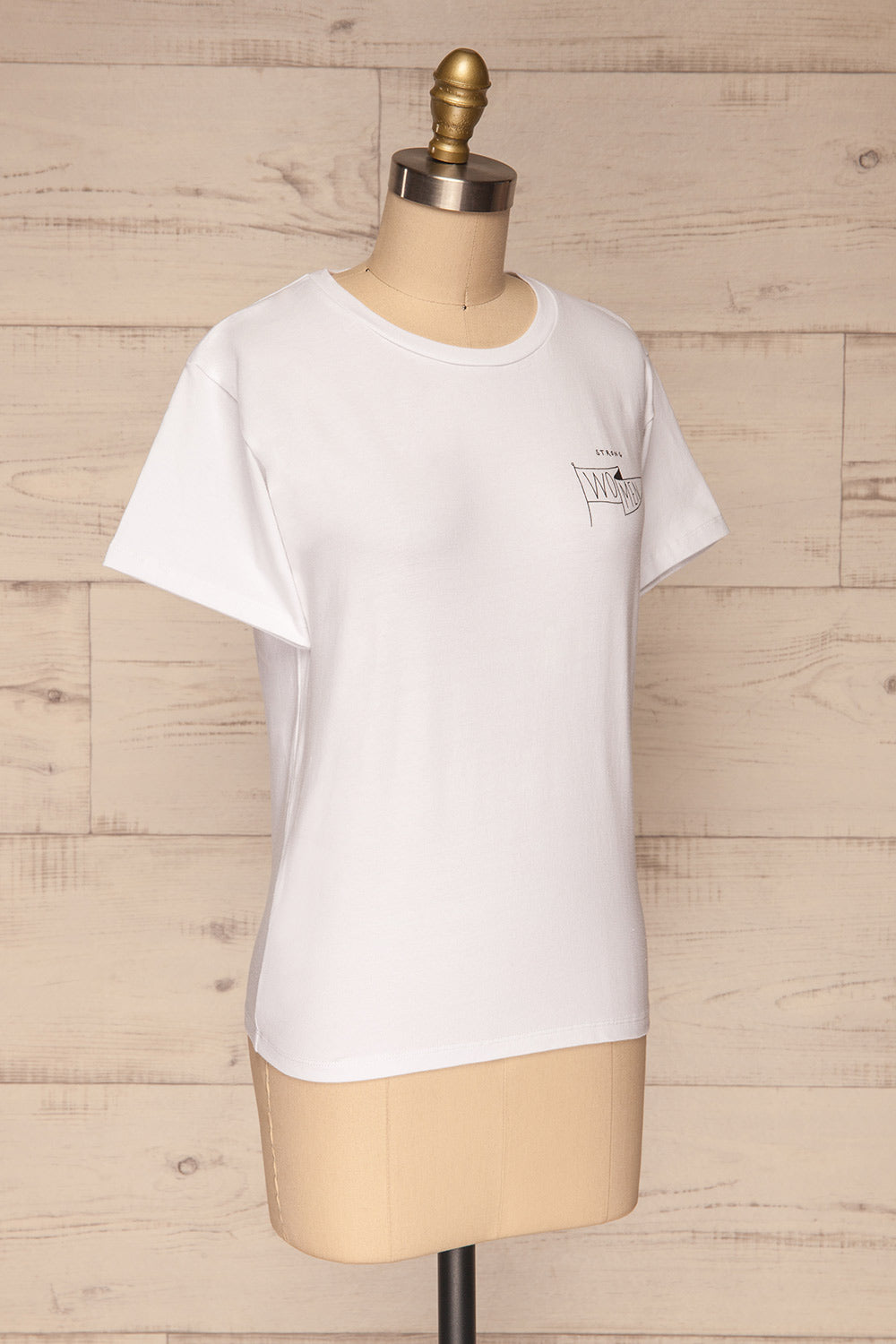 Strong Women White T-Shirt | Haut | La Petite Garçonne side view 