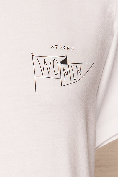 Strong Women White T-Shirt | Haut | La Petite Garçonne fabric detail