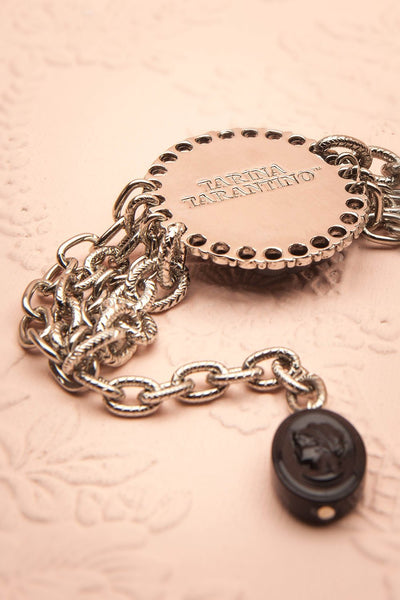Dame Camélia Argent - Massive silver chain with black cameo Tarina Tarantino bracelet 3