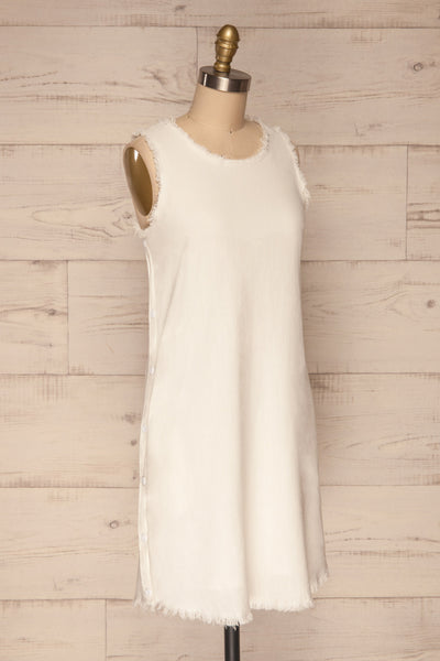 Sucua Ivory White Straight Short Dress | La petite garçonne side view