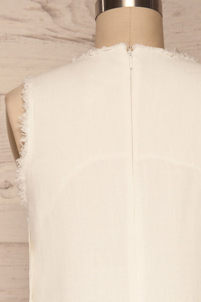 Sucua Ivory White Straight Short Dress | La petite garçonne back close up