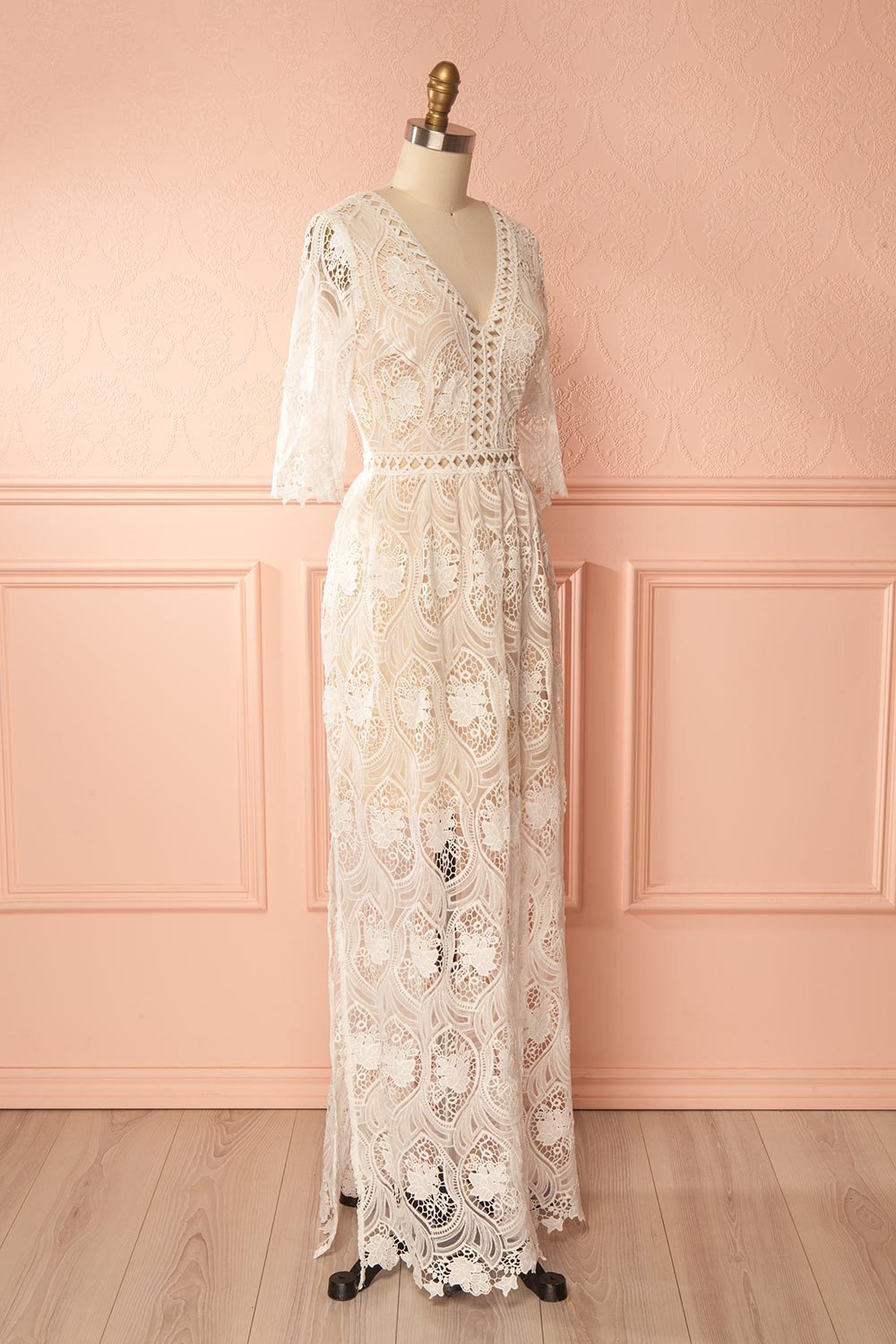 Sumi White Crocheted Lace Maxi Gown | Boudoir 1861