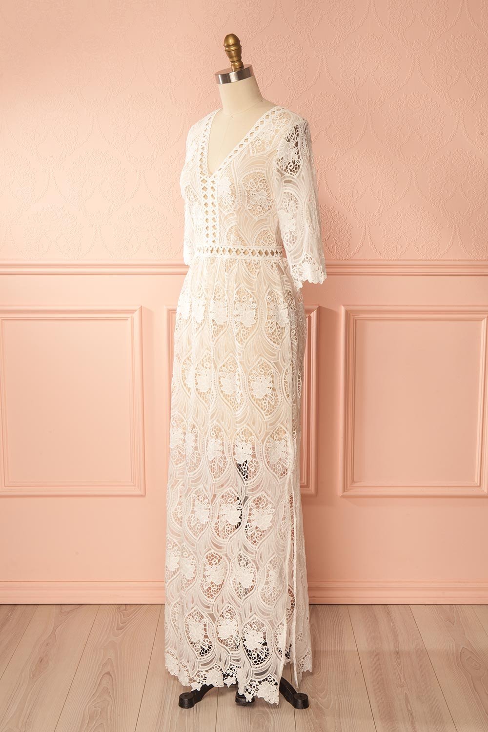 Sumi White Crocheted Lace Maxi Gown | Boudoir 1861