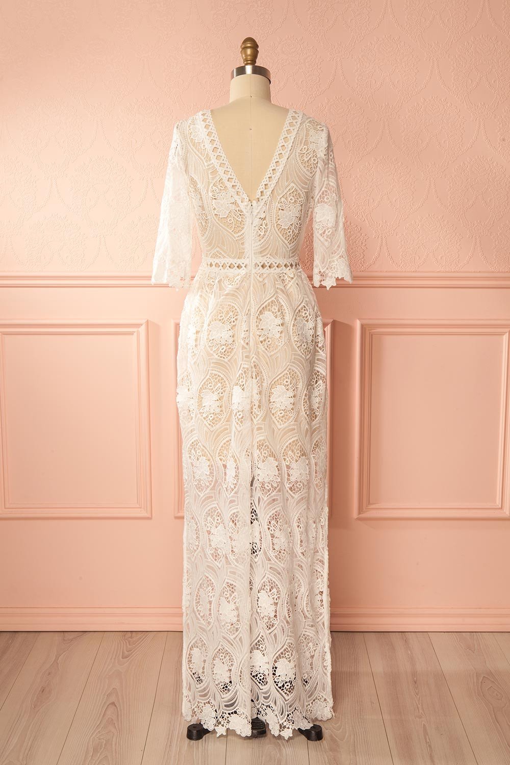 Sumi White Crocheted Lace Maxi Gown | Boudoir 1861