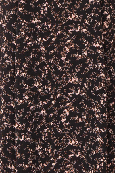 Sunagawa Black Floral Midi A-Line Dress | Boutique 1861 fabric detail
