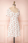 Sunniva White & Pink Floral Short A-Line Dress | Boutique 1861