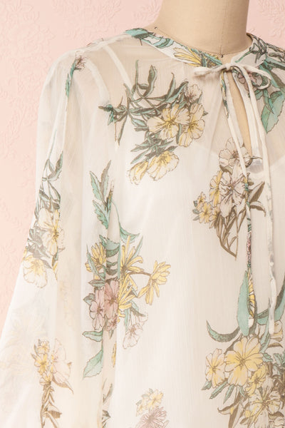 Sussen Cream White Floral A-Line Short Dress | Boutique 1861 side close-up