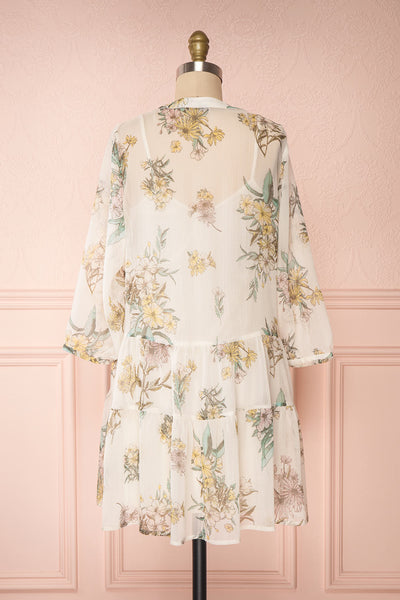 Sussen Cream White Floral A-Line Short Dress | Boutique 1861 back view