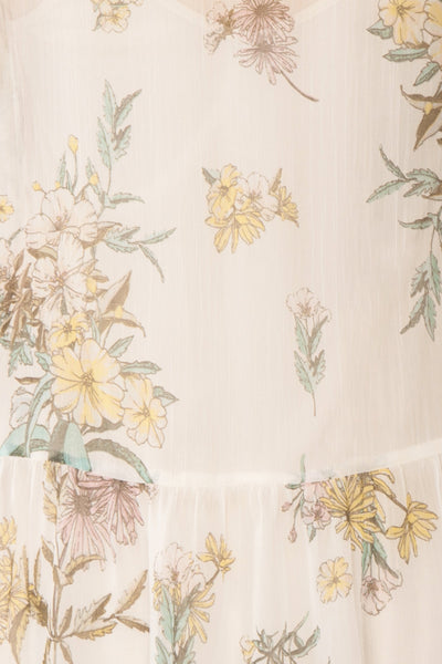 Sussen Cream White Floral A-Line Short Dress | Boutique 1861 fabric
