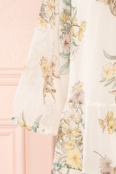 Sussen Cream White Floral A-Line Short Dress | Boutique 1861 sleeve