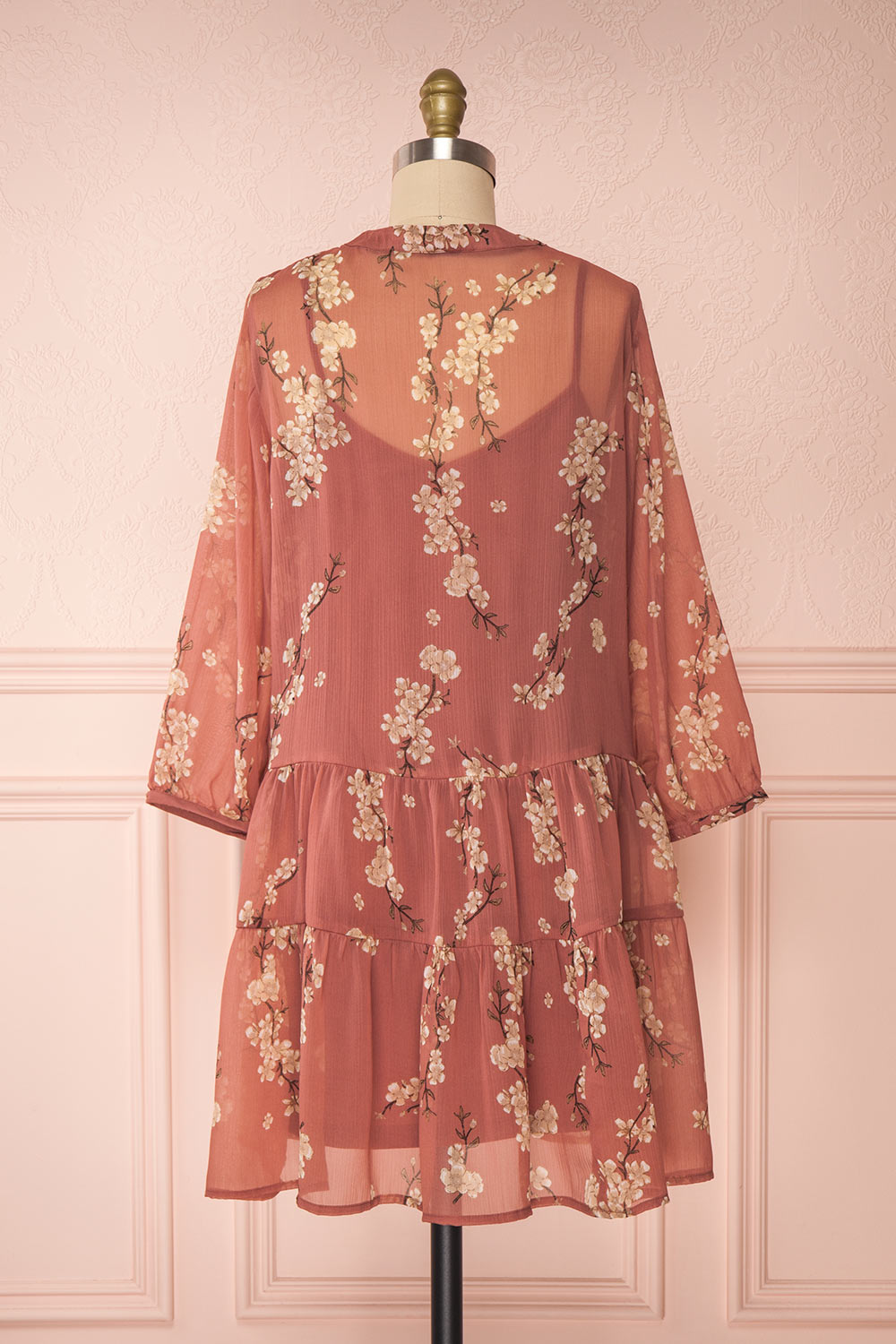 Sussen Dusty Rose Floral A-Line Short Dress | Boutique 1861 back view 