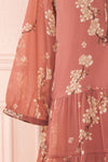 Sussen Dusty Rose Floral A-Line Short Dress | Boutique 1861 sleeve
