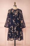 Sussen Navy Blue Floral A-Line Short Dress | Boutique 1861 front view