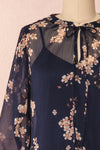 Sussen Navy Blue Floral A-Line Short Dress | Boutique 1861 front close-up