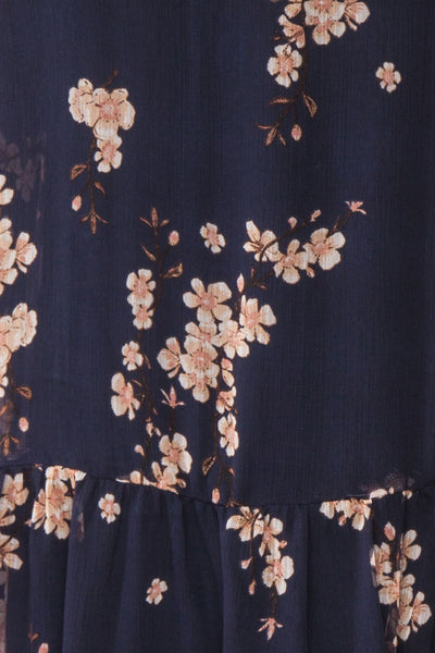 Sussen Navy Blue Floral A-Line Short Dress | Boutique 1861 fabric