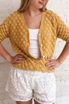 Krynica Sun Yellow V-Neck Knit Top | La petite garçonne model close up