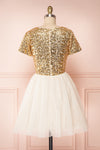 Sydalie Or Gold Sequin & Tulle A-Line Party Dress back view | Boutique 1861