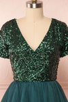 Sydalie Vert Green Sequin A-Line Party Dress front close up | Boutique 1861