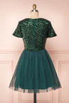 Sydalie Vert Green Sequin A-Line Party Dress back view | Boutique 1861