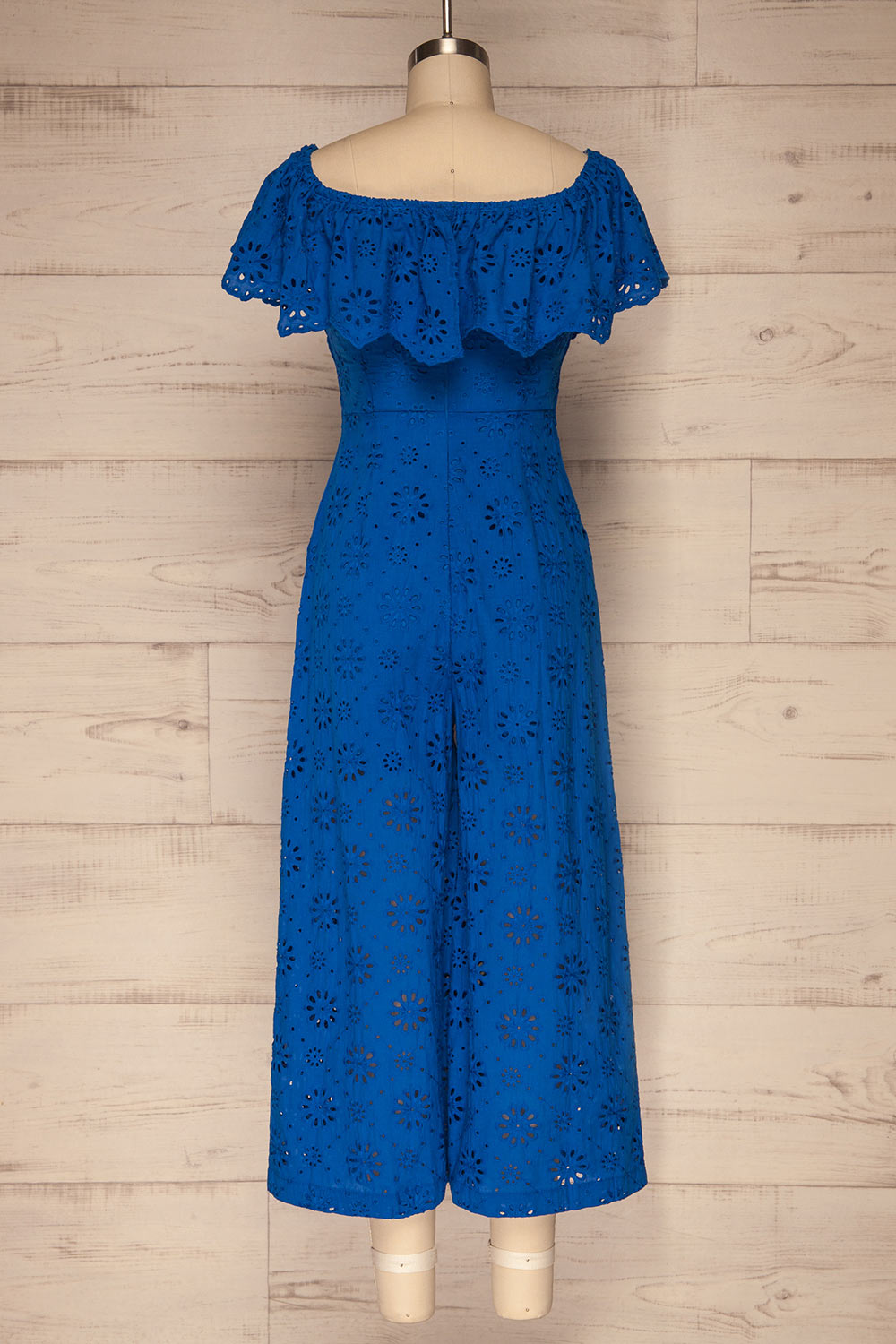 Sykies Bleuet Blue Lace Off-Shoulder Jumpsuit | La Petite Garçonne