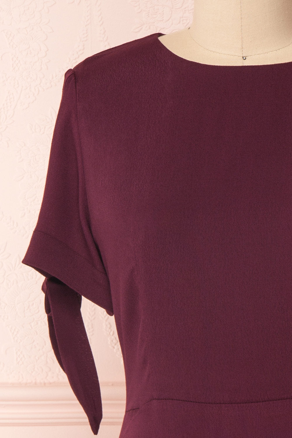 Synda Grenat Burgundy Flared Dress with Puff Sleeves | Boutique 1861