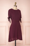 Synda Grenat Burgundy Flared Dress with Puff Sleeves | Boutique 1861