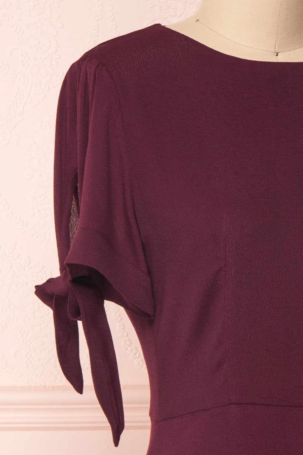 Synda Grenat Burgundy Flared Dress with Puff Sleeves | Boutique 1861