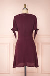 Synda Grenat Burgundy Flared Dress with Puff Sleeves | Boutique 1861