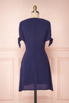 Synda Lapis Navy Blue Flared Dress with Puff Sleeves | Boutique 1861