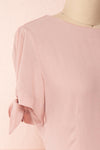 Synda Quartz Pink Flared Dress with Puff Sleeves | Boutique 1861
