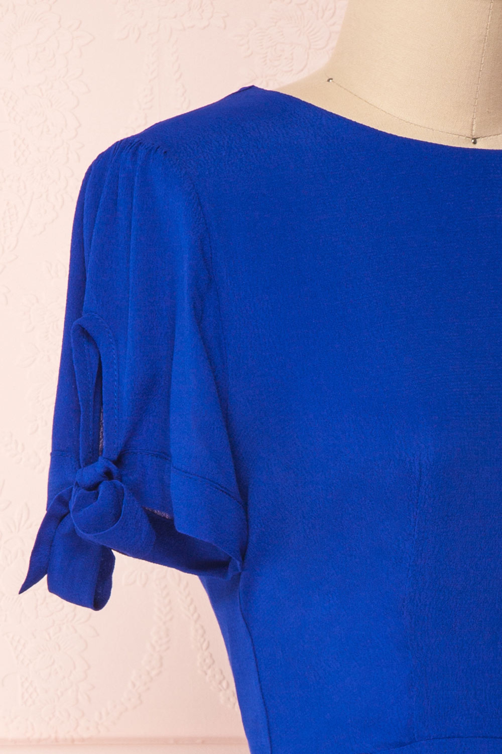 Synda Sapphire Blue Flared Dress with Puff Sleeves | Boutique 1861