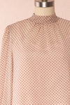 Tajimi Pink Polkadot Long Sleeved Blouse front close up | Boutique 1861
