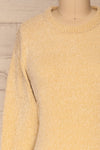 Talsi Beige Velvet Knit Sweater | La petite garçonne front close-up
